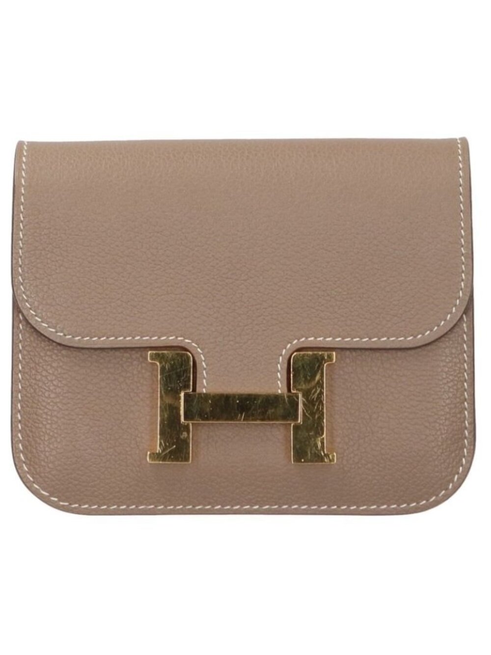 Hermes Constance Slim Bifold Etoupe Leather Wallet